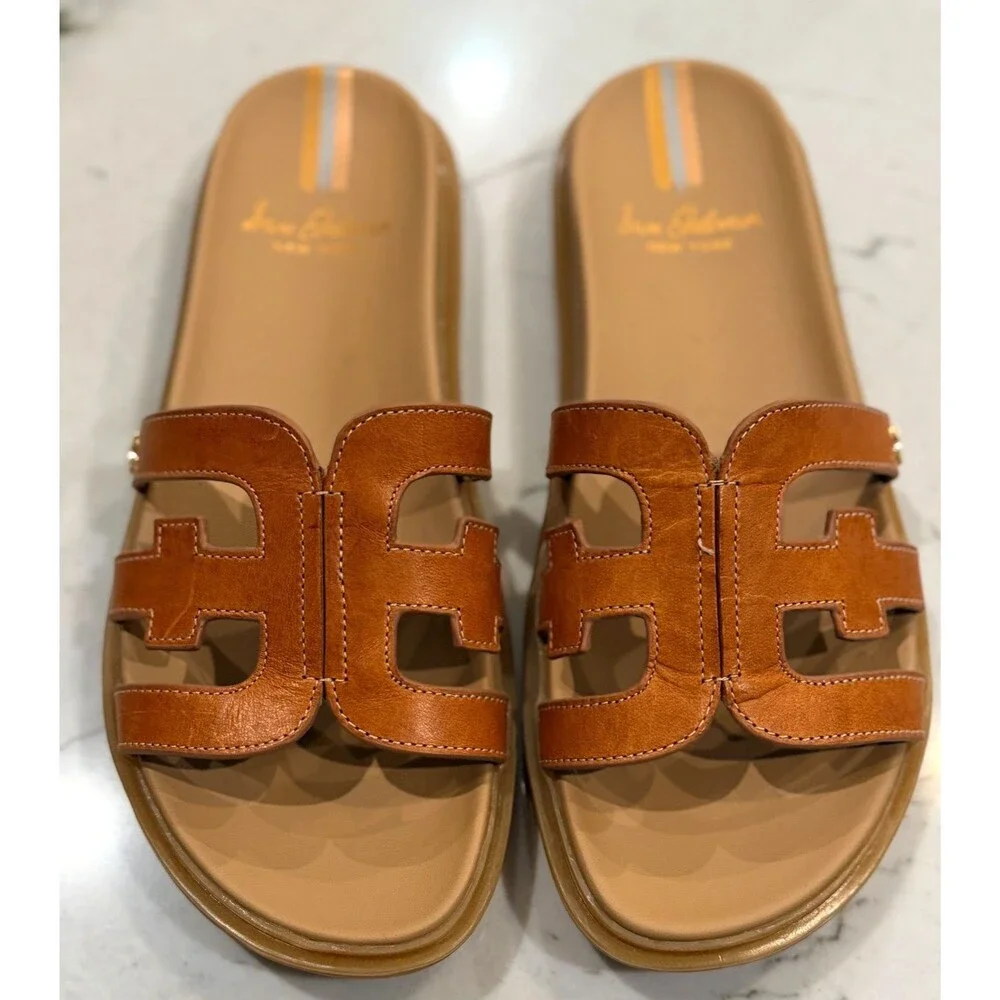 Sam Edelman Shoes Womens Size 8.5 Valeri Brown Leather Slip On Sandals EUC